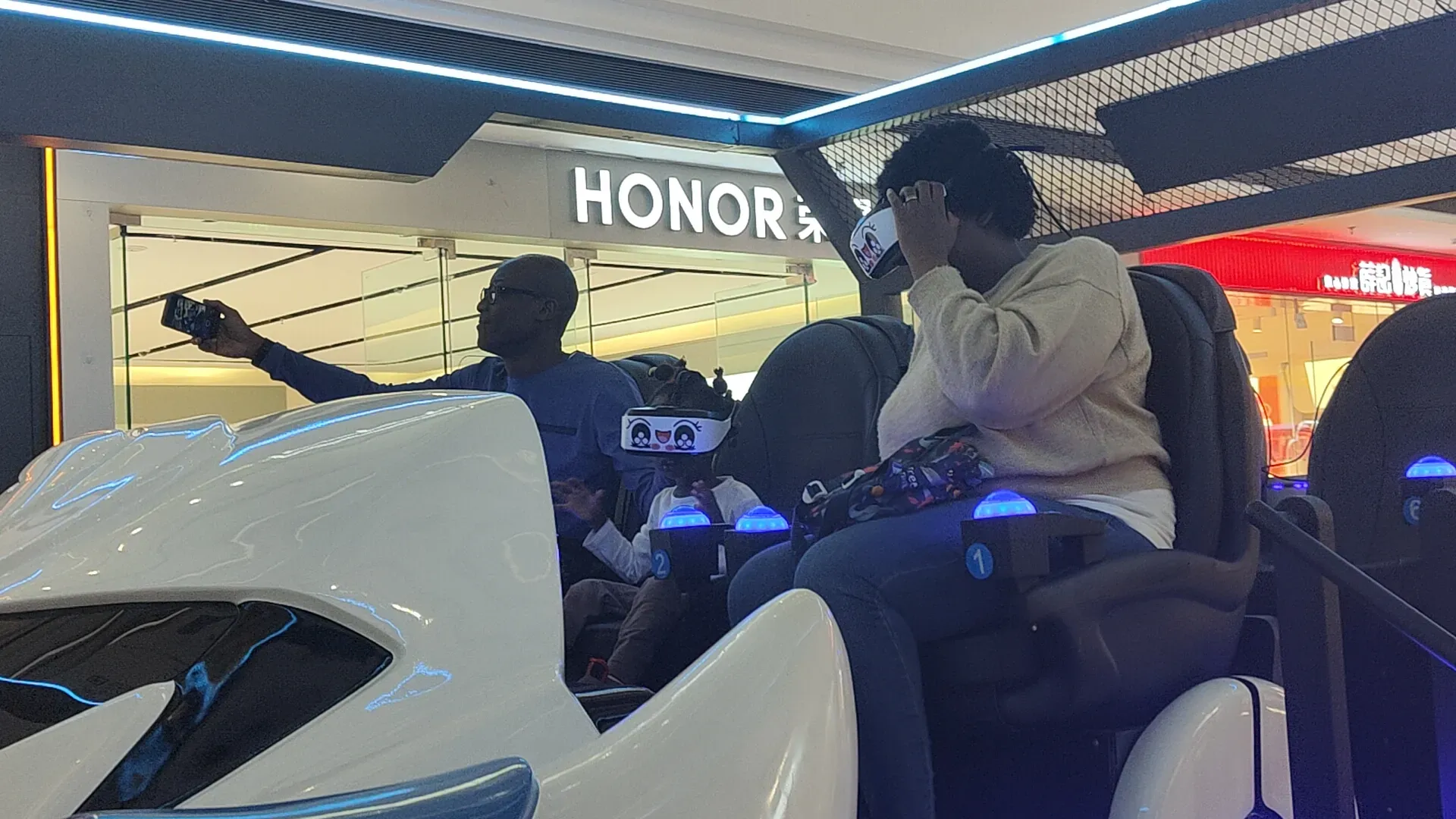 A student trying VR during a lesson at the school